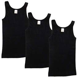 HERMKO 2000 3er Pack Mädchen Unterhemd aus 100% Bio-Baumwolle, Farbe:schwarz, Größe:98 von HERMKO