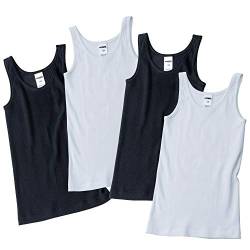 HERMKO 2000 4er Pack Mädchen Unterhemd aus 100% Bio-Baumwolle, Tank Top, Farbe:weiß/schwarz, Größe:104 von HERMKO