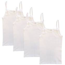 HERMKO 2460 4er Pack Mädchen Träger Top, Unterhemd aus Bio-Baumwolle, Farbe:weiß, Größe:152 von HERMKO