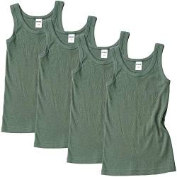 HERMKO 2800 4er Pack Jungen Unterhemd (Weitere Farben) Bio-Baumwolle, Farbe:Olive, Größe:104 von HERMKO