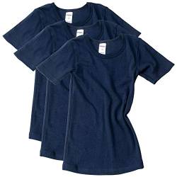 HERMKO 2810 3er Pack Kinder Kurzarm Unterhemd für Mädchen + Jungen aus Bio-Baumwolle, Farbe:Marine, Größe:116 von HERMKO