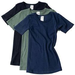 HERMKO 2810 3er Pack Kinder Kurzarm Unterhemd für Mädchen + Jungen aus Bio-Baumwolle, Farbe:Mix s/m/o, Größe:140 von HERMKO