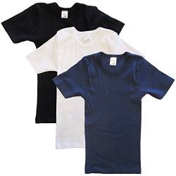 HERMKO 2810 3er Pack Kinder Kurzarm Unterhemd für Mädchen + Jungen aus Bio-Baumwolle, Farbe:Mix w/s/m, Größe:116 von HERMKO