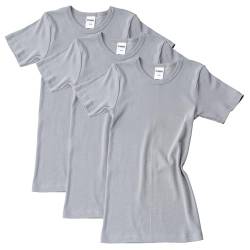 HERMKO 2810 3er Pack Kinder Kurzarm Unterhemd für Mädchen + Jungen aus Bio-Baumwolle, Farbe:grau, Größe:104 von HERMKO