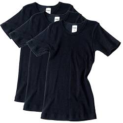 HERMKO 2810 3er Pack Kinder Kurzarm Unterhemd für Mädchen + Jungen aus Bio-Baumwolle, Farbe:schwarz, Größe:116 von HERMKO