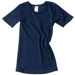 HERMKO 2810 Kinder halbarm Shirt aus 100% Bio-Baumwolle, Kurzarm Unterhemd für Mädchen und Knaben, Farbe:Marine, Größe:164 von HERMKO