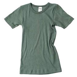 HERMKO 2810 Kinder halbarm Shirt aus 100% Bio-Baumwolle, Kurzarm Unterhemd für Mädchen und Knaben, Farbe:Olive, Größe:116 von HERMKO