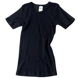 HERMKO 2810 Kinder halbarm Shirt aus 100% Bio-Baumwolle, Kurzarm Unterhemd für Mädchen und Knaben, Farbe:schwarz, Größe:164 von HERMKO