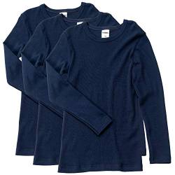 HERMKO 2830 3er Pack Kinder Langarm Unterhemd Mädchen + Jungen (Weitere Farbe) Bio-Baumwolle, Farbe:Marine, Größe:104 von HERMKO