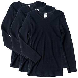 HERMKO 2830 3er Pack Kinder Langarm Unterhemd Mädchen + Jungen (Weitere Farbe) Bio-Baumwolle, Farbe:schwarz, Größe:104 von HERMKO