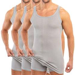 HERMKO 3007 3er Pack extralanges Herren Unterhemd (+10 cm) Tank Top aus 100% Bio-Baumwolle, Größe:D 13 = EU 7XL, Farbe:grau von HERMKO