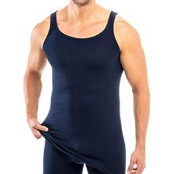 HERMKO 3007 extralanges Herren Unterhemd (+10 cm) Tank Top aus 100% Bio Baumwolle Größe 4-12, Größe:D 10 = EU 4XL, Farbe:Marine von HERMKO