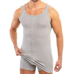 HERMKO 3007 extralanges Herren Unterhemd (+10 cm) Tank Top aus 100% Bio Baumwolle Größe 4-12, Größe:D 10 = EU 4XL, Farbe:grau von HERMKO