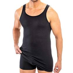 HERMKO 3007 extralanges Herren Unterhemd (+10 cm) Tank Top aus 100% Bio Baumwolle Größe 4-12, Größe:D 6 = EU L, Farbe:schwarz von HERMKO