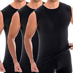 HERMKO 3040 3er Pack Herren Tank Top Unterhemd mit Rundhals-Ausschnitt aus 100% Bio-Baumwolle, Größe:D 11 = EU 5XL, Farbe:schwarz von HERMKO