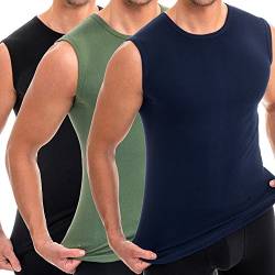 HERMKO 3040 3er Pack Herren Tank Top Unterhemd mit Rundhals-Ausschnitt aus 100% Bio-Baumwolle, Größe:D 8 = EU XXL, Farbe:Mix s/m/o von HERMKO