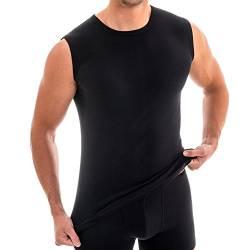 HERMKO 3040 Herren Muskelshirt aus 100% Bio-Baumwolle, Unterhemd Atlethic Vest Rundhals viele Farben, Größe:D 4 = EU S, Farbe:schwarz von HERMKO