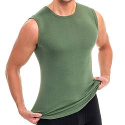 HERMKO 3040 Herren Muskelshirt aus 100% Bio-Baumwolle, Unterhemd Atlethic Vest Rundhals viele Farben, Größe:D 6 = EU L, Farbe:Tanne von HERMKO