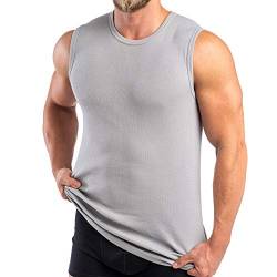 HERMKO 3040 Herren Muskelshirt aus 100% Bio-Baumwolle, Unterhemd Atlethic Vest Rundhals viele Farben, Größe:D 7 = EU XL, Farbe:grau von HERMKO