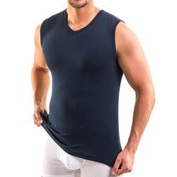 HERMKO 3050 Herren Muskelshirt V-Neck aus 100% Bio-Baumwolle Atlethic Vest Unterhemd, Größe:D 11 = EU 5XL, Farbe:Marine von HERMKO