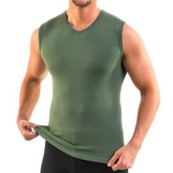 HERMKO 3050 Herren Muskelshirt V-Neck aus 100% Bio-Baumwolle Atlethic Vest Unterhemd, Größe:D 12 = EU 6XL, Farbe:Tanne von HERMKO