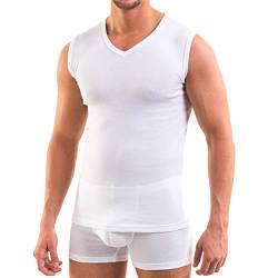 HERMKO 3050 Herren Muskelshirt V-Neck aus 100% Bio-Baumwolle Atlethic Vest Unterhemd, Größe:D 5 = EU M, Farbe:weiß von HERMKO