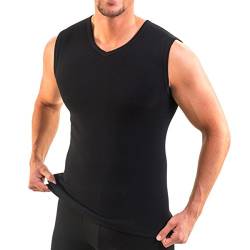 HERMKO 3050 Herren Muskelshirt V-Neck aus 100% Bio-Baumwolle Atlethic Vest Unterhemd, Größe:D 6 = EU L, Farbe:schwarz von HERMKO