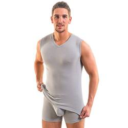 HERMKO 3050 Herren Muskelshirt V-Neck aus 100% Bio-Baumwolle Atlethic Vest Unterhemd, Größe:D 9 = EU 3XL, Farbe:grau von HERMKO