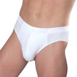 HERMKO 3300 Herren Slip aus 100% Bio-Baumwolle, Sportslip ohne Eingriff mit weichem Bund für Männer, Größe:D 6 = EU L, Farbe:weiß von HERMKO