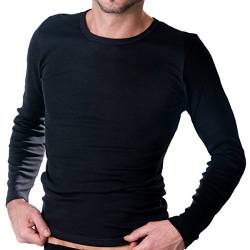 HERMKO 3640 Herren Langarm Shirt aus 100% Bio-Baumwolle, Long-Sleeved Underwear for Men Männer Unterhemd mit Langen Armen, Größe:D 9 = EU 3XL, Farbe:schwarz von HERMKO