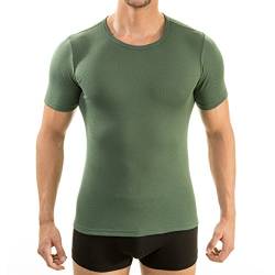 HERMKO 3840 Herren Business Shirt aus 100% Bio-Baumwolle, Kurzarm Hemd, 1/2-Arm Unterhemd in vielen Farben, Größe:D 7 = EU XL, Farbe:Olive von HERMKO