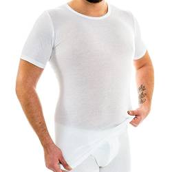 HERMKO 3847 Herren extralanges Kurzarm Shirt (+10cm) Unterhemd mit 1/4 Arm aus 100% Bio-Baumwolle (Feinripp), Größe:D 10 = EU 4XL, Farbe:weiß von HERMKO
