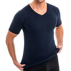 HERMKO 4880 Herren Kurzarm Shirt mit V-Ausschnitt, Business Unterhemd aus 100% Bio-Baumwolle, Größe:D 4 = EU S, Farbe:Marine von HERMKO