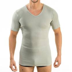 HERMKO 4880 Herren Kurzarm Shirt mit V-Ausschnitt, Business Unterhemd aus 100% Bio-Baumwolle, Größe:D 9 = EU 3XL, Farbe:grau von HERMKO