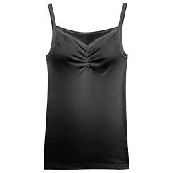 HERMKO 551513 Damen Trägerhemd mit Dekolleté Raffung, Farbe:schwarz, Größe:44/46 (L) von HERMKO