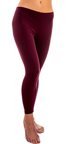 HERMKO 5720 Damen Leggings aus Baumwolle/Elastan, Farbe:Bordeaux, Größe:32/34 (XS) von HERMKO