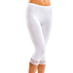 HERMKO 5722 Damen Capri-Leggings mit Spitze, Farbe:weiß, Größe:40/42 (M) von HERMKO