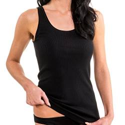 HERMKO 91318 Damen Doppelripp Tank Top aus 100% Bio-Baumwolle, Farbe:schwarz, Größe:36/38 (S) von HERMKO