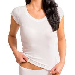 HERMKO 99384920 Korsett-Hemd mit Arm und V-Ausschnitt ohne Seitennaht aus 100% Bio-Baumwolle, Farbe:weiß, Größe:XL von HERMKO