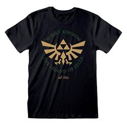 Unisex Kurzarm-T-Shirt The Legend of Zelda Hyrule Kingdom Crest Schwarz von Heroes Inc.
