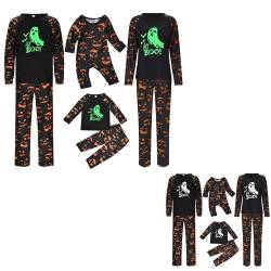 HERSIL Pyjama Familie Weihnachts Halloween Leuchtende Geist Glow in The Dark Nachtwäsche Outfits für Jungen Mädchen Familien-Schlafanzug Party Langarm Zweiteiliger Set Sleepwear Pyjama Set（Kids） von HERSIL