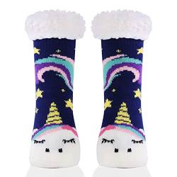 HERYEBING DOXILA Kinder Socken für Mädchen Jungen Lustige Socken Geschenke Bunte Weich Neuheit Kindersocken Blau Einhorn 8-12 Jahre (L) von HERYEBING