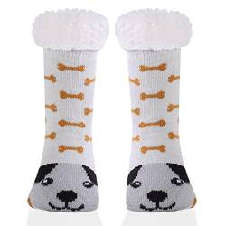 HERYEBING DOXILA Kinder Socken für Mädchen Jungen Lustige Socken Geschenke Bunte Weich Neuheit Kindersocken Grau Welpe 3-5 Jahre (S) von HERYEBING
