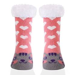 HERYEBING DOXILA Kinder Socken für Mädchen Jungen Lustige Socken Geschenke Bunte Weich Neuheit Kindersocken Rosa Kätzchen Herzförmig 3-5 Jahre (S) von HERYEBING