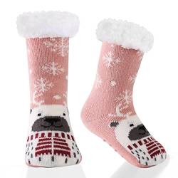 HERYEBING Kinder Socken für Mädchen Jungen Lustige Socken Geschenke Bunte Weich Neuheit Kindersocken, Hirsch, Rosa, 5-8 Jahre (M) von HERYEBING