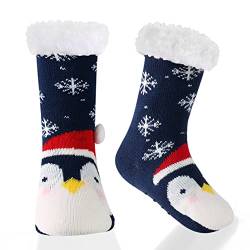 HERYEBING Kinder Socken für Mädchen Jungen Lustige Socken Geschenke Bunte Weich Neuheit Kindersocken,Pinguin, Dunkelblau, 3-5 Jahre (S) von HERYEBING