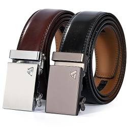 2 Paare Herren Gürtel Ratsche Automatik Belt - Automatikschließe Business Anzug Güertel Länge 115cm-150cm mit Verstellbarer Unisex Arbeitsgürtel Universal Outdoor Güertel für Jeans Ledergürtel Schwarz von HESBITEUL