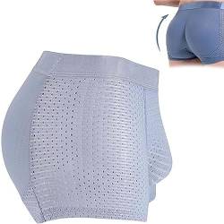 HESYSUAN Nylon Ice Silk Breathable Men's Underwear,Frozen Silk Butt Lifting Underwear Comfortable Breathable Mesh Boxer Brief (Light Blue,L) von HESYSUAN