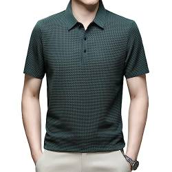 Mesh Ice Silk Kurzarm-T-Shirt,Ice Silk Schnell trocknendes Revers-Poloshirt Hohe Elastizität Bügelfrei Atmungsaktiv Casual T-Shirt (XL/52,Green) von HESYSUAN