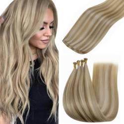 Hetto Genius Tressen Echthaar Extensions Blond Virgin Haartressen Extensions Remy Echthaar Tressen Haarverlangerung Highlight Blond #16/22 25g 40 cm von HETTO